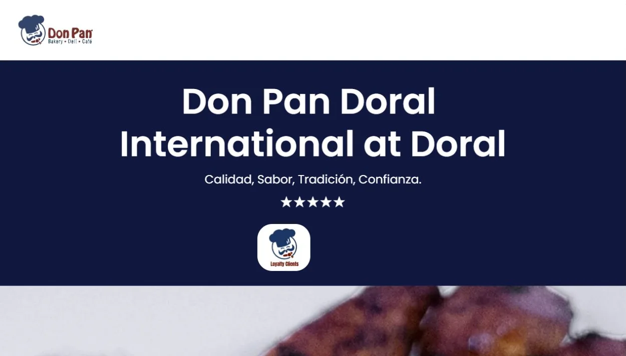 Sitio web oficial de Don Pan Doral con navegación clara y SEO local por Twenty Twenty Media